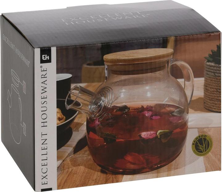 Image du produit Kerbl Glas-Teekanne mit Bambusdeckel (1 l)