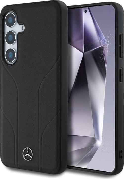 Actual product image Mercedes Leather Debossed Lines MagSafe case for Samsung Galaxy S25+ - black (Samsung Galaxy S25+)
