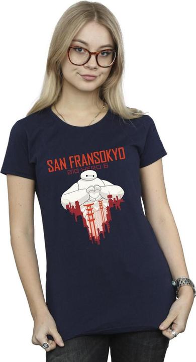 Actual product image Disney Womens/Ladies Big Hero 6 Baymax San Fransokyo Heart Cotton T-Shirt (L)