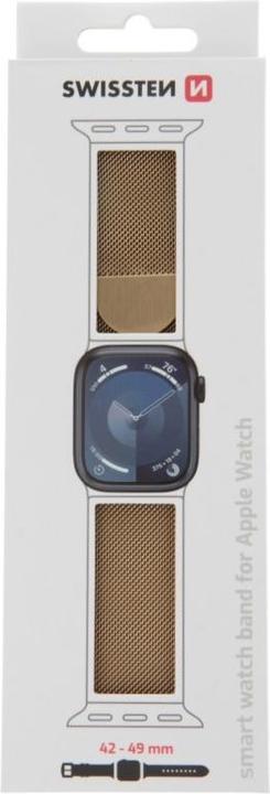 Actual product image Swissten Mesh Band For Apple Watch 38 / 40 / 41 Mm Gold (Stainless steel)