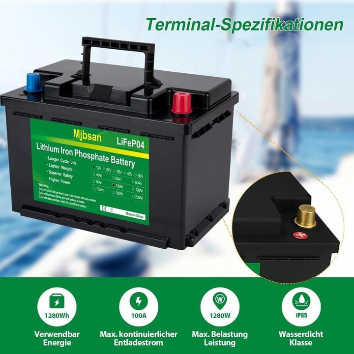 Produktbild Mjbsan Lithium Batterie (12 V, 100 Ah)