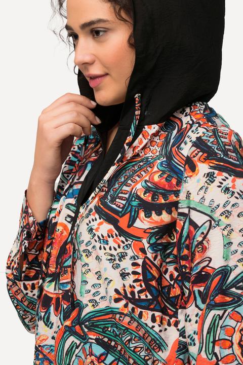 Produktbild Ulla Popken Kapuzen-Bluse, Paisley, A-Linie, V-Ausschnitt, Langarm (50, 52)
