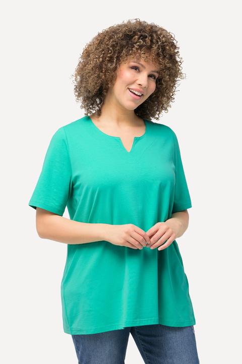 Immagine prodotto Ulla Popken T-shirt dal taglio svasato con scollo a tunica e mezze maniche (42, 44)