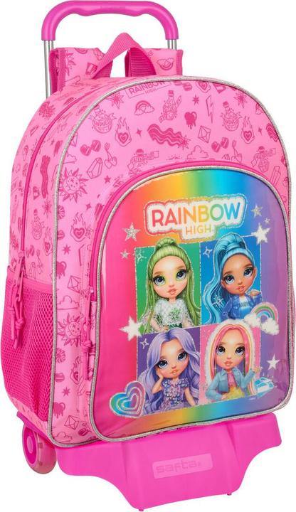 Rainbow School Rucksack with Wheels High Shine Multicolour 33 x 42 x 14 cm