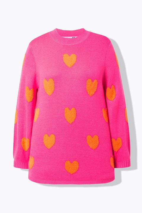 Miamoda Pullover, bequeme Passform, Herzen, Stehkragen