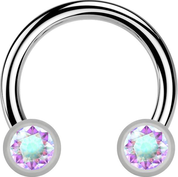 Immagine prodotto Star Piercing Micro Threadless Circular Barbell silber mit zwei Zylindern silber front Kristall multicolor (senza ottone, Titanio)