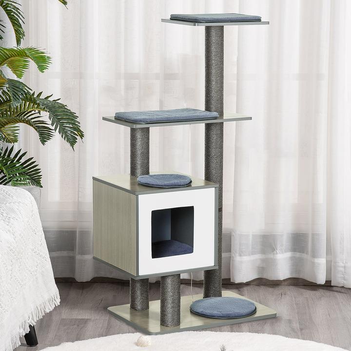 Produktbild PawHut Katzenkratzbaum (120 cm, Grau)