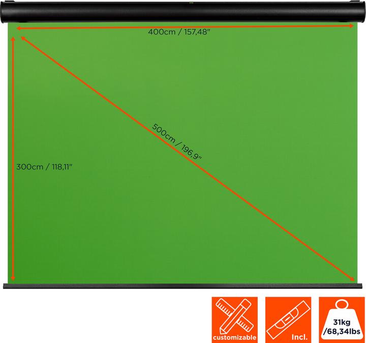 Actual product image Celexon Motor Chroma Key Green Screen, 400x300cm (157.48", 4:3)