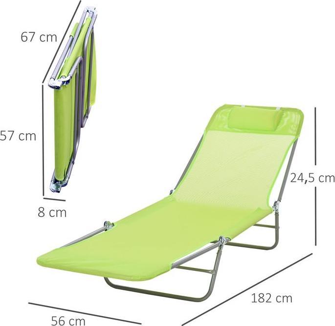 Produktbild Swisshandel24 Sonnenliege Gartenliege Relaxliege Bäderliege Zweibeinliege 4 Farben (Grün) (182 cm)