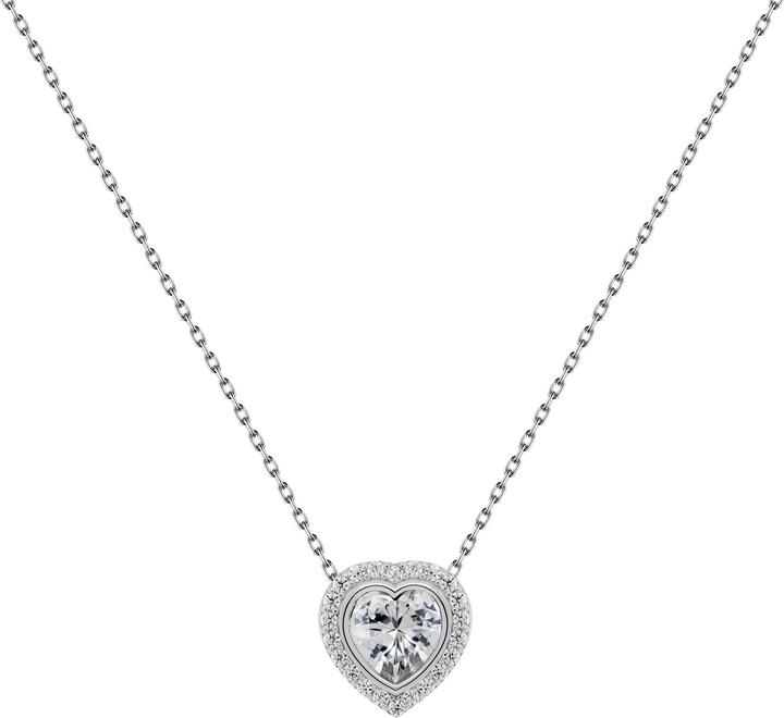 Brilio Silver - Elegant Silver Necklace with Clear Zircons Heart NCL23W (Chain. Pendant)