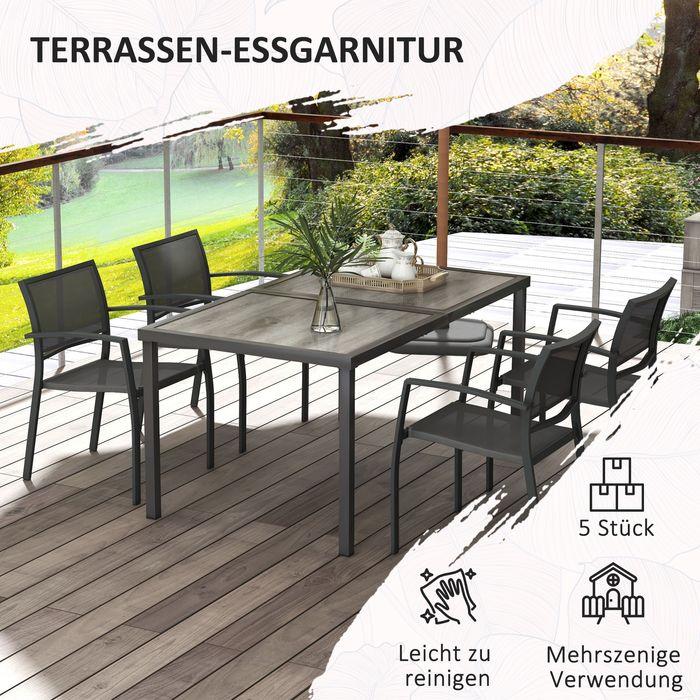 Produktbild Swisshandel24 5 tlg Sitzgruppe Gartenmöbel Set, Mesh Dunkelgrau (150 cm)