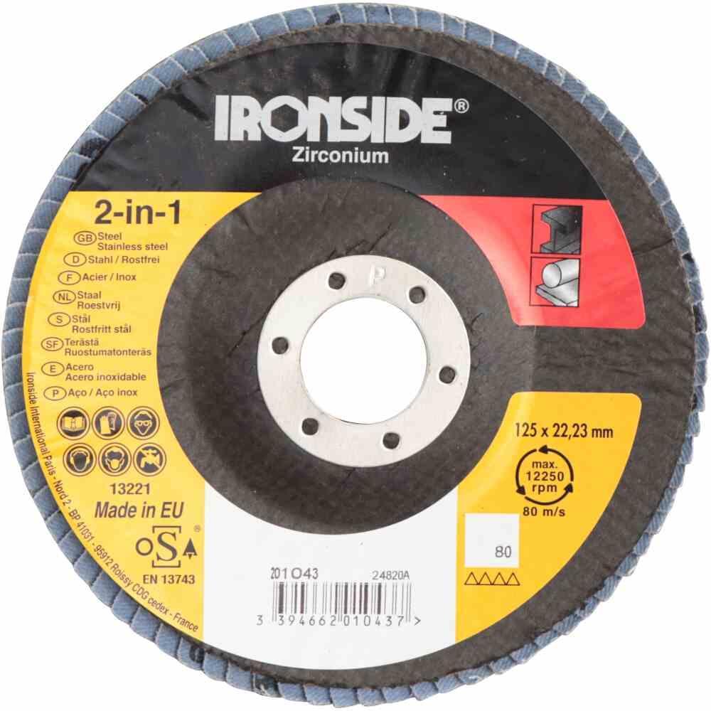 Ironside, Schleifmittel, Fächerschleifscheibe Ø125 K80