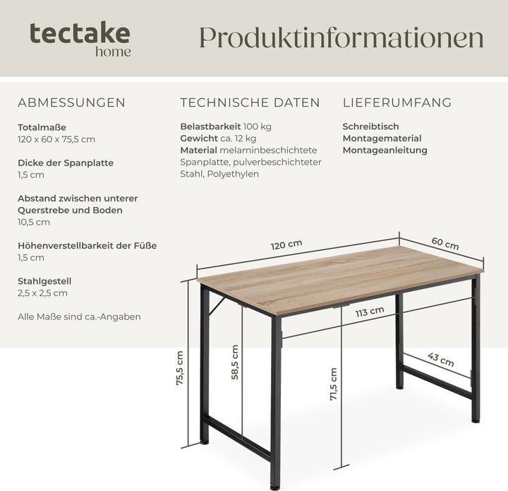 Produktbild tectake Jenkins (120 x 60 x 75.5 cm)