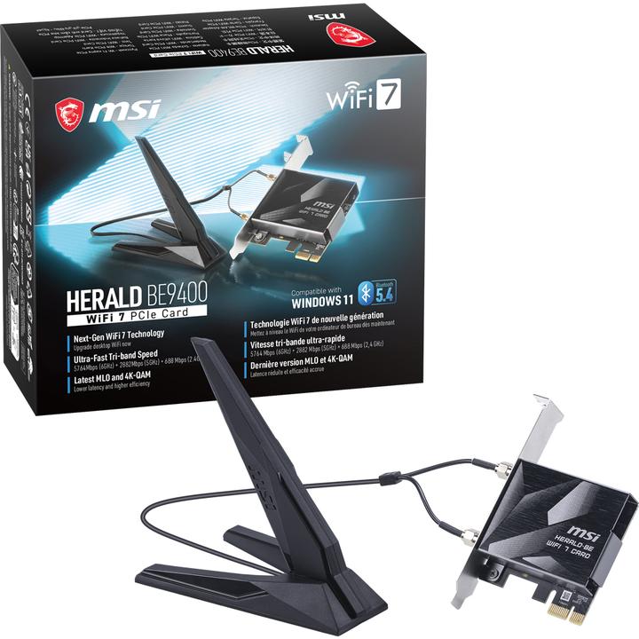 Produktbild MSI HERALD BE9400 WiFi 7 PCIe Card (PCIe)
