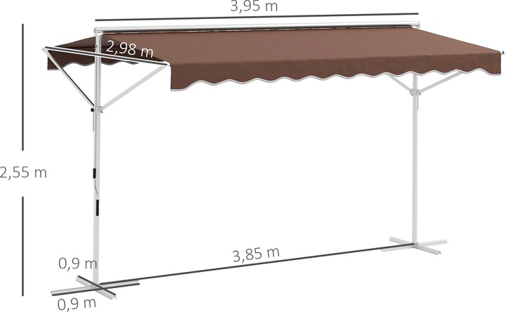 Immagine prodotto Outsunny Tenda da sole a libera installazione con braccio pieghevole a manovella (2.98 m)