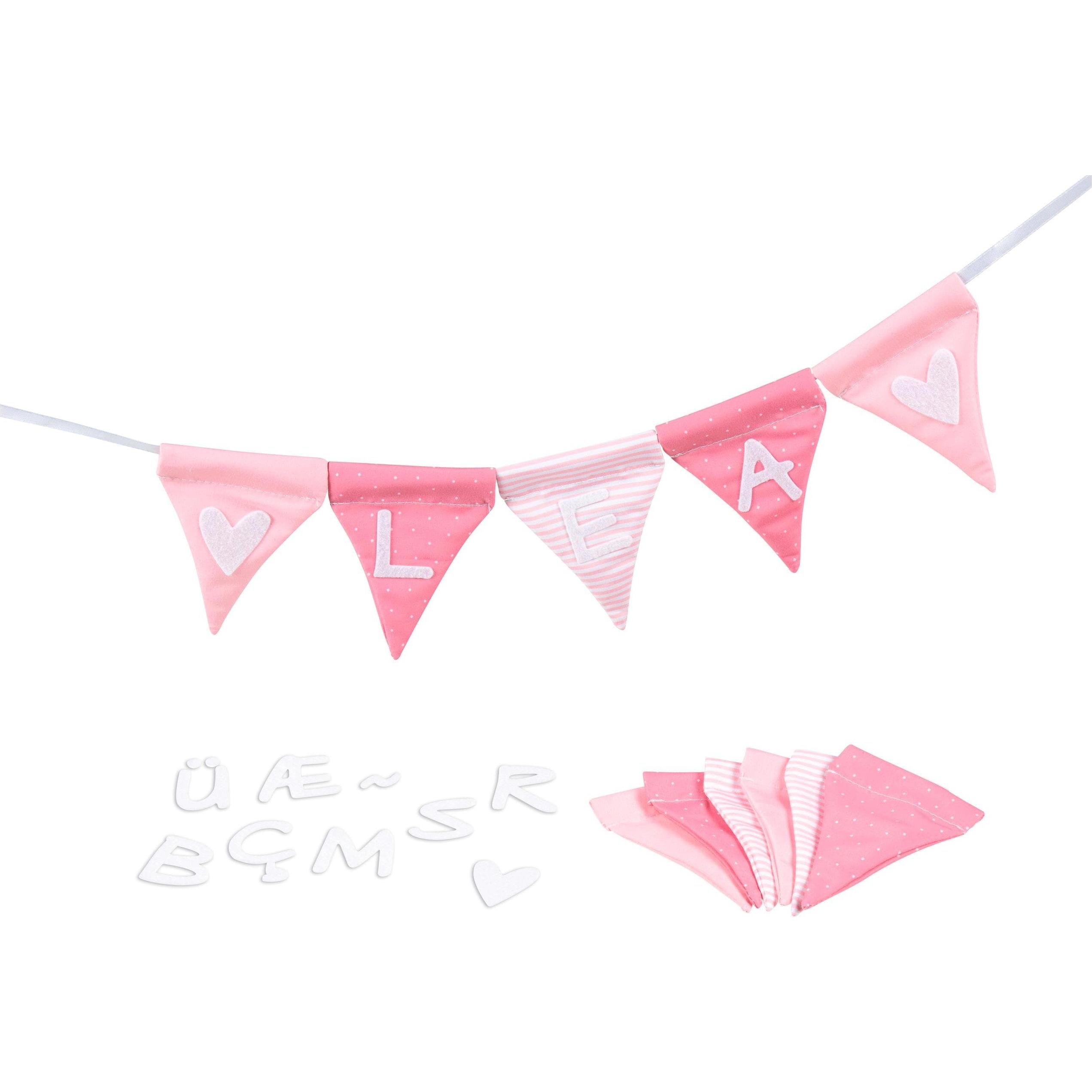 Goki Buchstabenwimpelkette rosa mit 10 Wimpeln