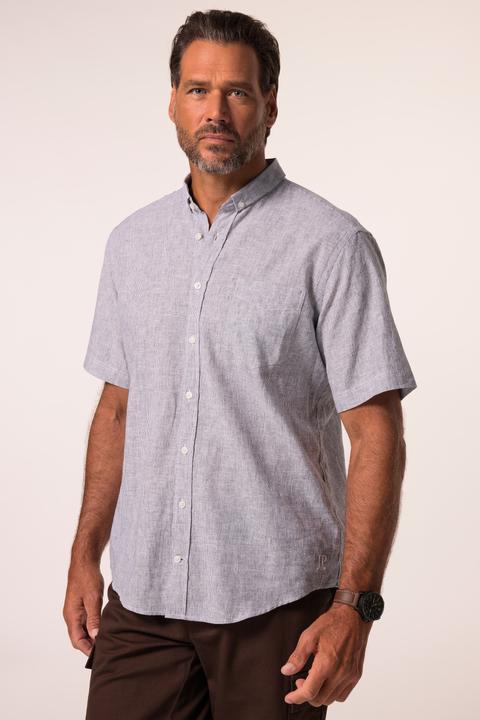 Produktbild JP1880 Hemd, Halbarm, Leinenmix, Streifen, Mini Buttondown-Kragen, Modern Fit (7XL)