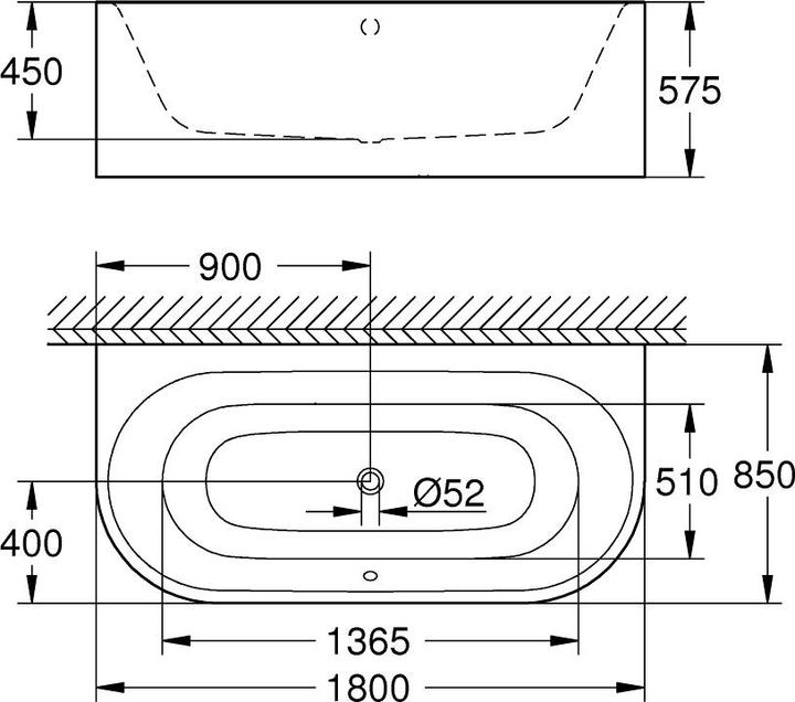 Immagine prodotto Grohe Vasca da bagno pre-muro ESSENCE 1800x850mm w ÜL awe (180 cm, 85 cm)