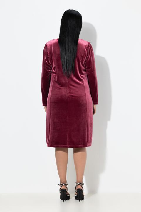 Image du produit Ulla Popken Bodycon-Kleid, Samt, Cut-Outs, Langarm (60)