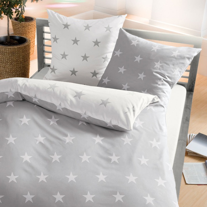 Produktbild BettwarenShop Stars silber (Duvetbezug, 200 x 200 cm)