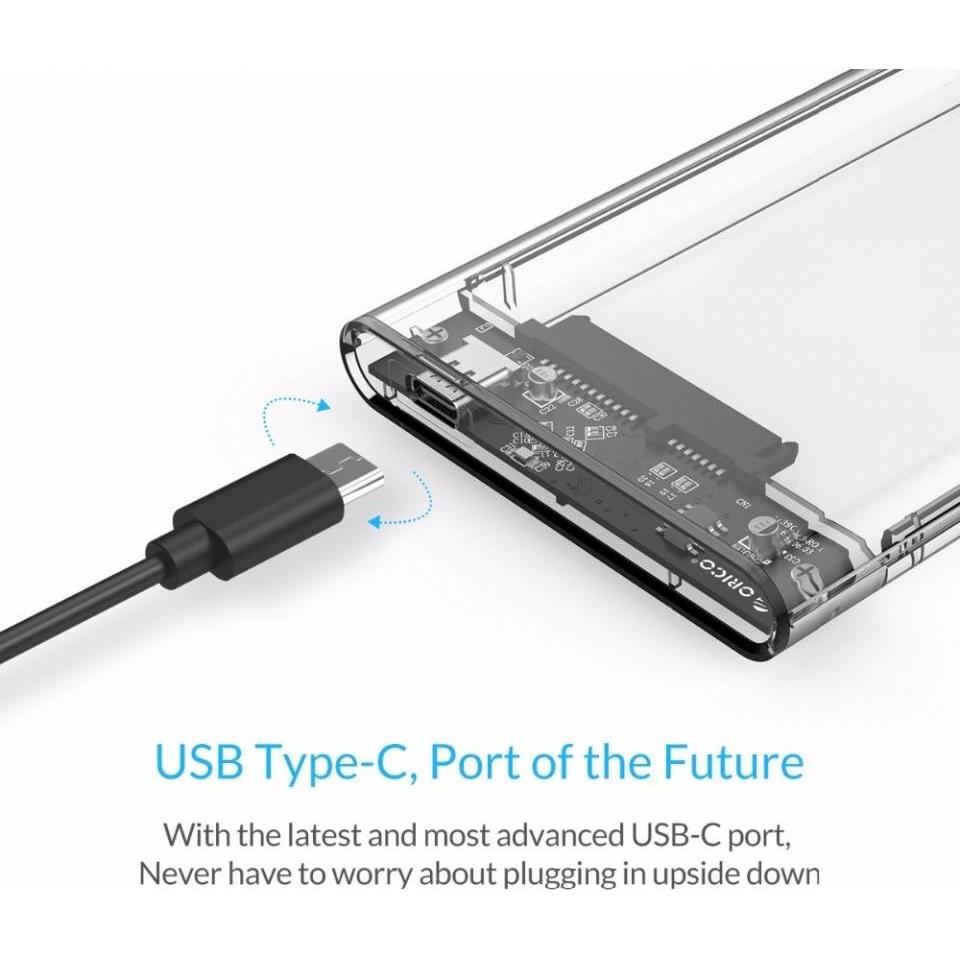 Thumbnail - Orico USB-C 3.1 SSD HD 2.5" Festplatten Gehäuse (2.5"), Festplattengehäuse, Transparent