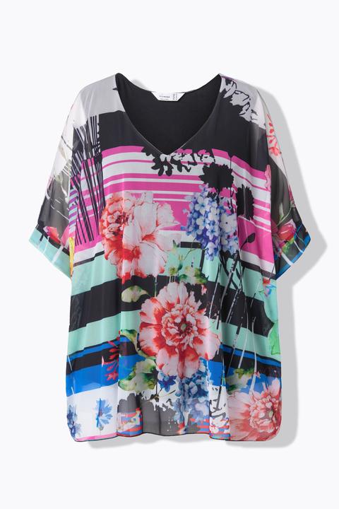 Immagine prodotto Miamoda Mesh-Bluse, oversized, Alloverdruck, blickdichtes Jerseytop (54)