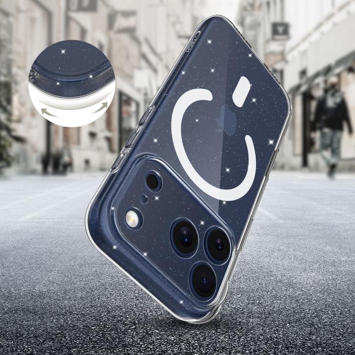Actual product image Tech-Protect FlexAir MagSafe Case für iPhone 17 Pro Max – Klarer Glitzer (Apple iPhone 17 Pro Max)