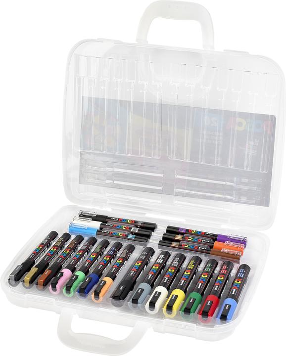 Uni-ball Set di penne a punta di feltro in astuccio di plastica (Multicolore, 1 mm, 20 x)