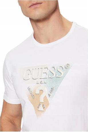 Actual product image Guess Herren T-Shirt Dreieck Weiss (M)