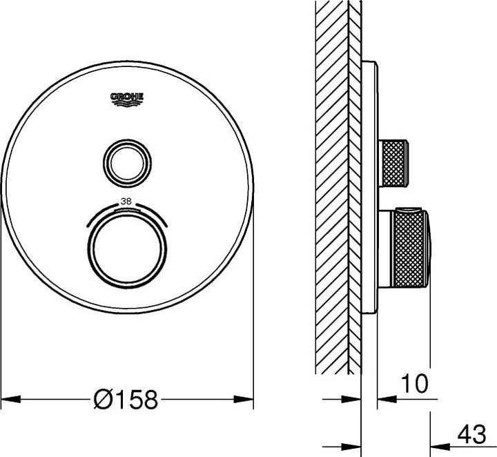 Productafbeelding Grohe Thermostaat GROHTHERM SMARTCONTROL rd 1 ASV co zon