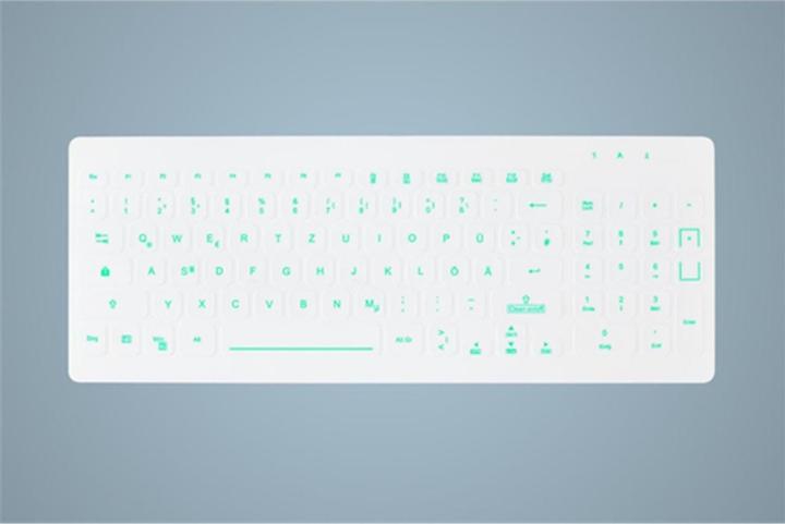 Actual product image Active Key Hygiene Backlit Compact Keyboard with NumPad Sealed USB White (DE, Cable)