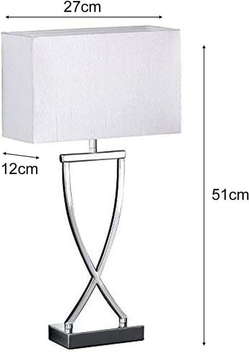 Produktbild Fischer & Honsel Tischleuchte Metall/Stoff 1-flammig HxB 510x270 mm Anni chromfarben Stoffschirm wei mit Schnurzwis (E27)