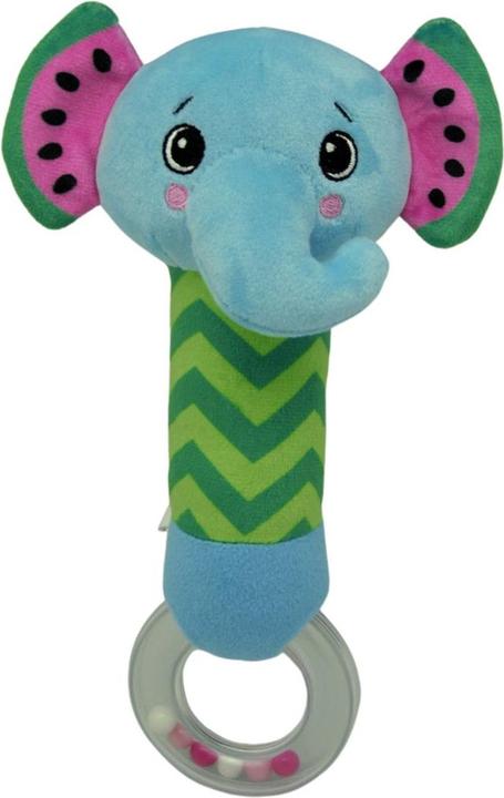 Actual product image Kids Euroswan Melany Melephant Frootimals plush rattle blue/pink