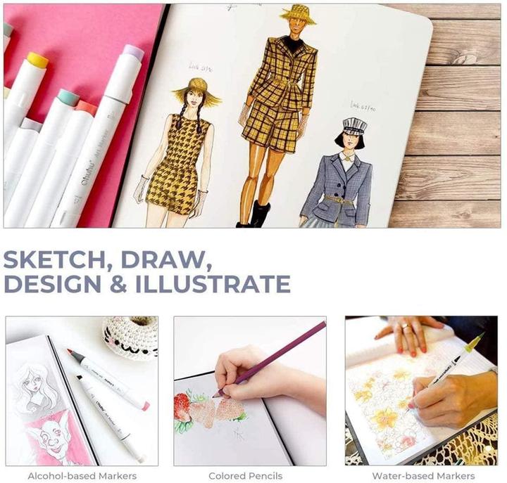 Image du produit Ohuhu Carnet de croquis d'art (21 x 21 cm, Blanc, Couverture rigide)