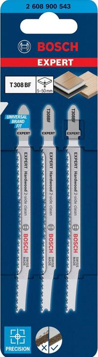 Produktbild Bosch Professional Zubehör EXPERT ‘Hardwood 2-side clean’ T 308 BF Stichsägeblatt, 3 Stück