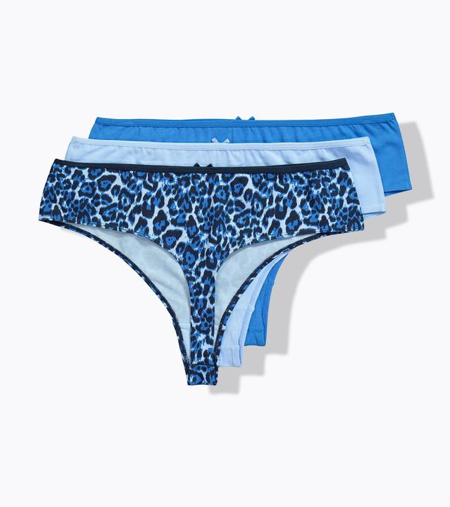 Produktbild Ulla Popken Strings, 3er-Pack, Leomuster/Blautöne (46, 48, 3er Pack)