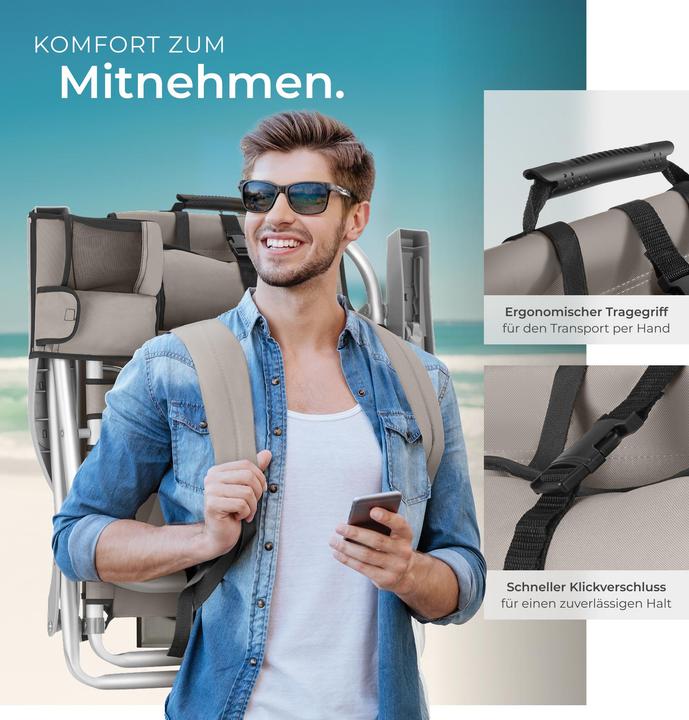 Image du produit tectake chaise de plage Coral, pliable avec fonction sac à dos