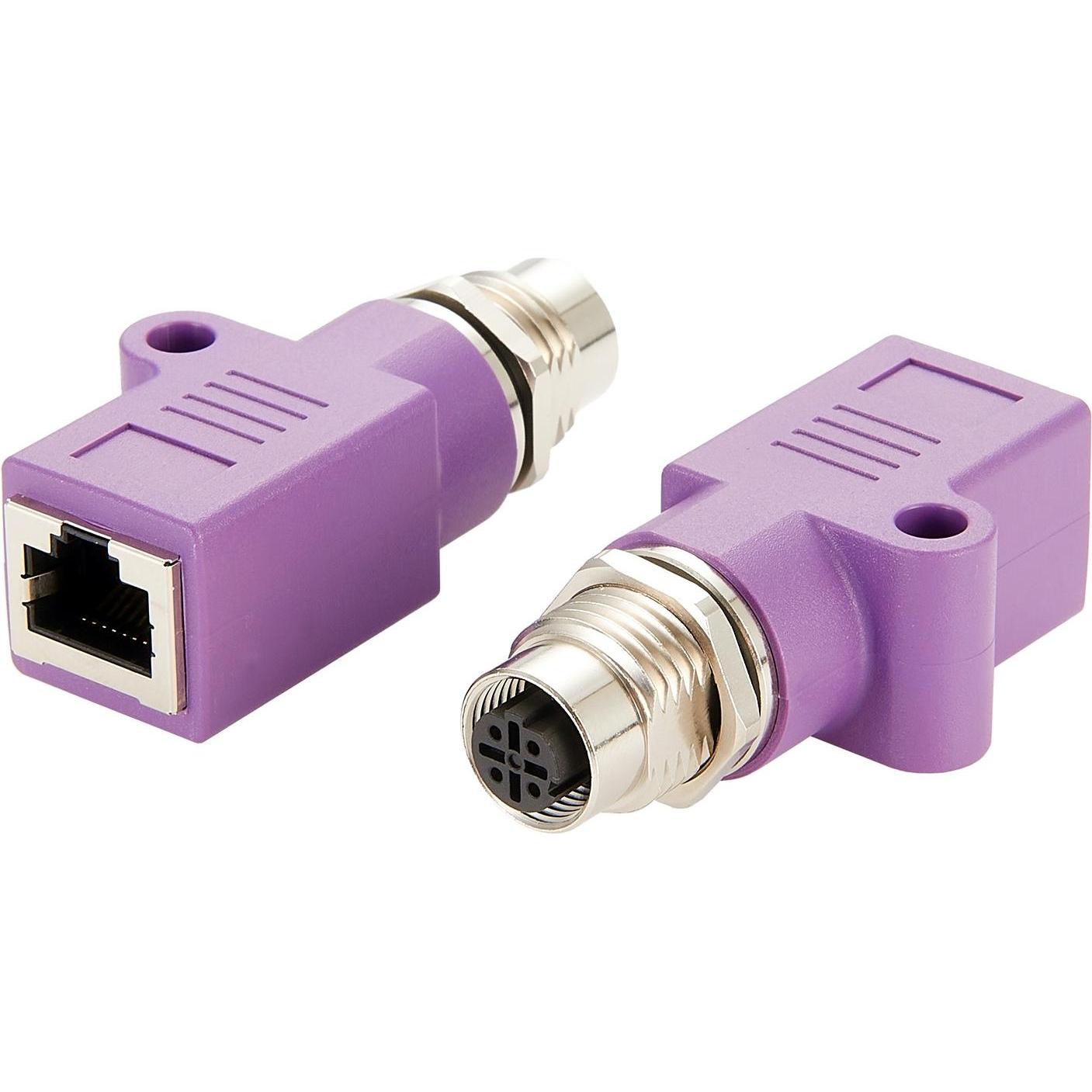 Thumbnail - Exsys Adapter M12 D-code BU - RJ45 BU (RJ45 (1x)), Netzwerkadapter, Violett
