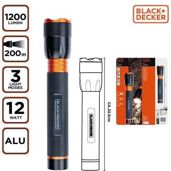 Black & Decker Torch LED 12W 1200Lm 200m beam (233 cm)