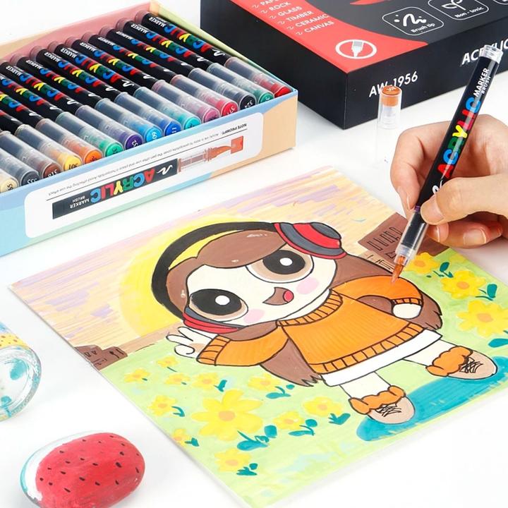 Image du produit Hermex 72-tlg. Set Acrylmarker Arcrylstifte Acryl Brush Marker Pinselstifte (72 x)