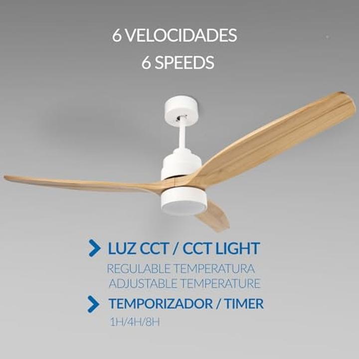 Produktbild M Mimotec Deckenventilator mit LED-Beleuchtung, 6 Geschwindigkeiten, Timer und Sommer-Winter-Funktion