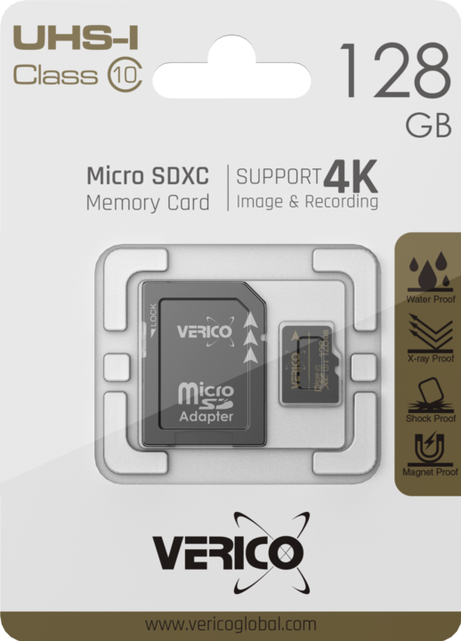 Verico 128GB microSD C10 UHS-1 memory card ( incl. adapter ) (128 GB, microSD, U1, UHS-I)