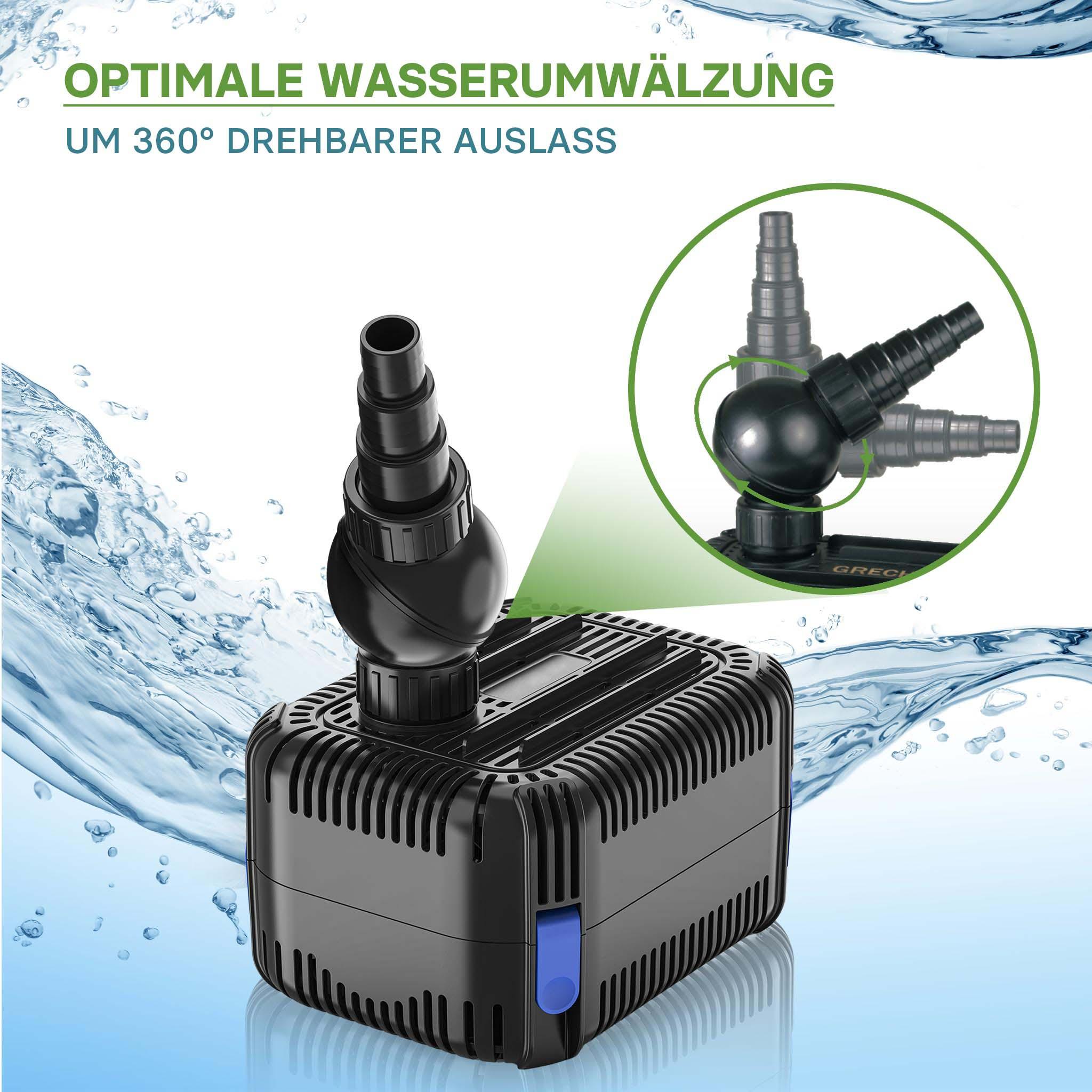 Thumbnail - SunSun, Brunnen + Gartenteich, CDF-5800 Teichpumpe 5000 l/h / 40W 24V DC Gartenteichpumpe Bachlaufpumpe