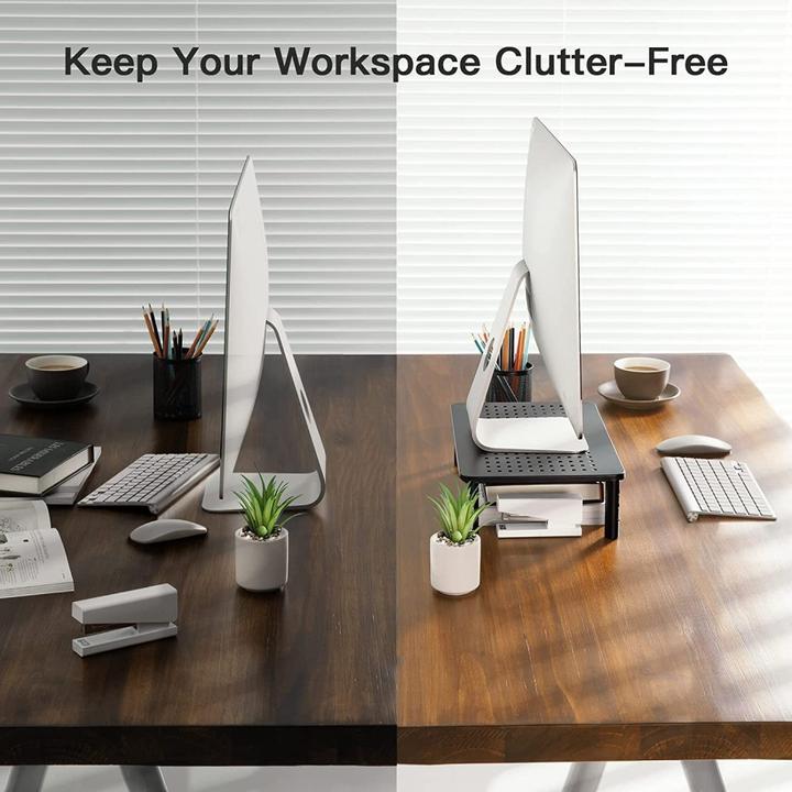 Image du produit Techly Tablette pour moniteur / ordinateur portable, noir, 370 x 235 x 120 mm (Tables, 20 kg)