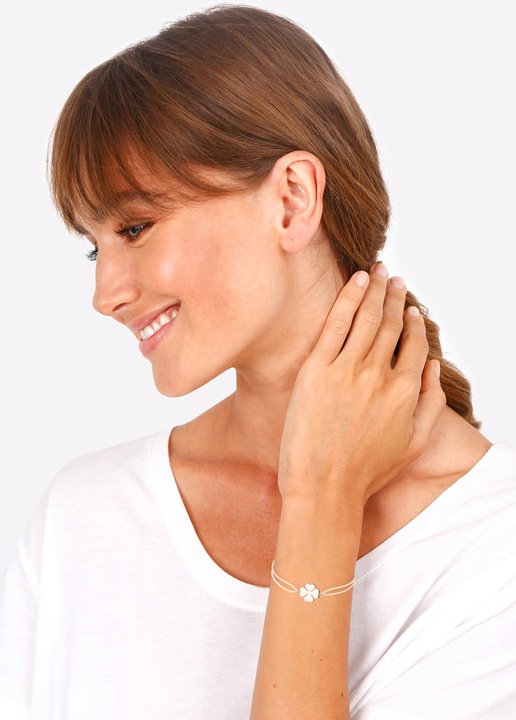 Produktbild Elli Armband Kleeblatt Glücksbringer Talisman Mojo 925 Silber (17 cm, No Stein, 925 Sterling Silber Rosegold, Gummiband)