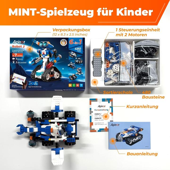 Actual product image Apitor 6-in-1 Programmierbarer Roboter-Bausatz Robot J