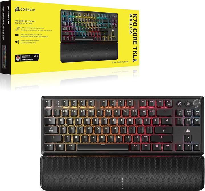 Produktbild Corsair | Tenkeyless Mechanical Gaming Keyboard | K70 CORE TKL | Gaming Keyboard | Wireless | NA | Black | M (US, Kabelgebunden, Kabellos)