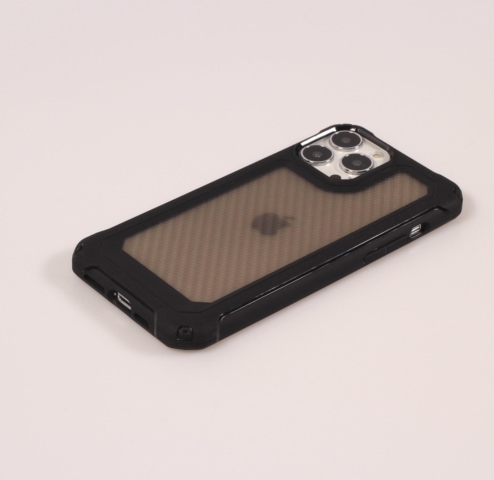 Actual product image PhoneLook Coque Cover Military Élite avec dos en carbone semi-transparent (Apple iPhone 14 Pro)