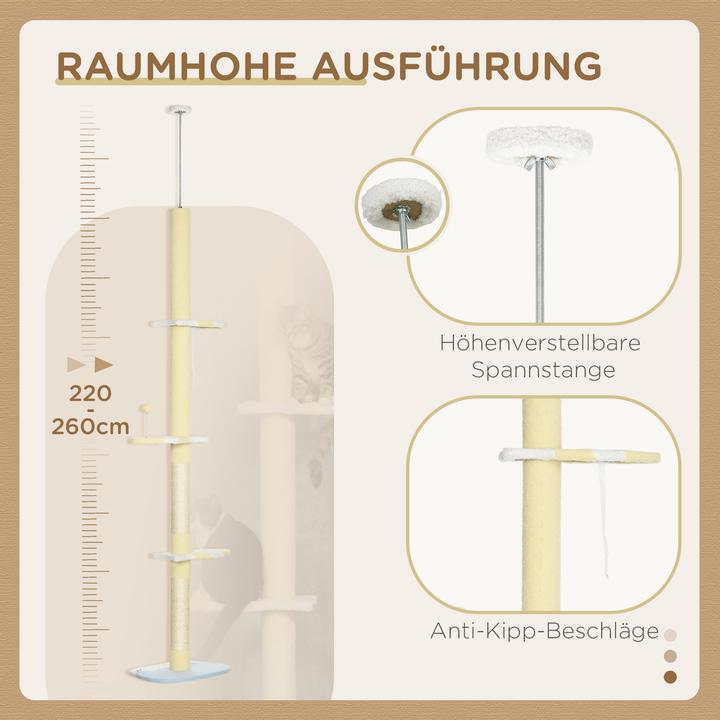 Produktbild PawHut Katzenbaum Spanplatte, Polyester Gelb (Gelb+Weiss+Blau)