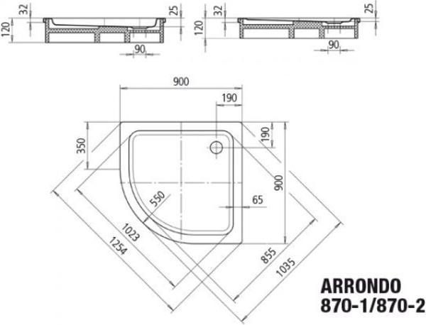 Produktbild Kaldewei Arrondo 870-1 90x90x2,5cm